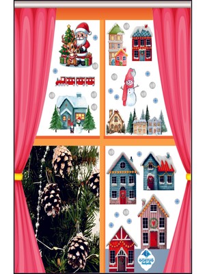 Empressco Yılbaşı Süsü Seti, Kozalak ve Cam Sticker, Renkli ve Şık Dekorasyon Malzemeleri