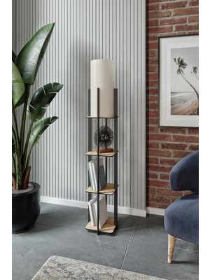 Ravilo Quattro Dekoratif Raflı Lambader Meşe