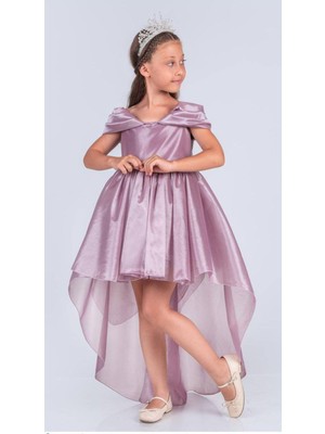 Şifon Detaylı Kız Çocuk Abiye Elbise