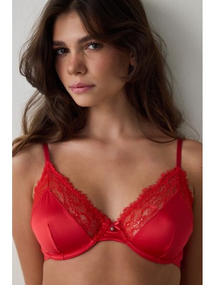 Penti Kırmızı Satin Lace Wire Triangle