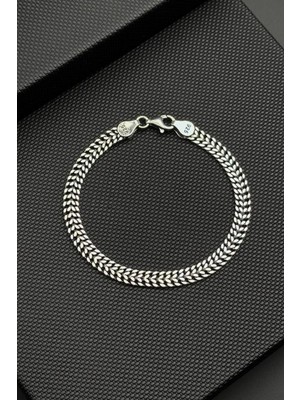 Frnch 925 Ayar Gümüş Italyan Model Gümüş Renk Erkek Bileklik FRJ12727-3727-A