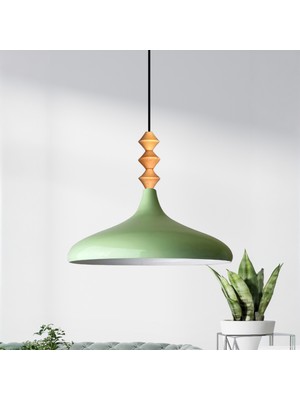 Bamyum Mint Q Ahşap Tekli Avize Sarkıt Salon Mutfak Cafe Butik Lamba Aydınlatma Avizeler