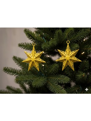 Empressco 5'li Sarı Kar Tanesi ve Yıldız Süsü Dekor Seti, Şık ve Parlak Görünüm