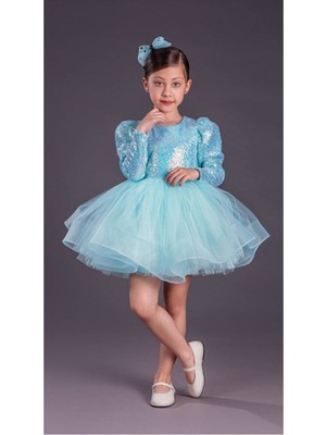 Kız Çocuk Uzun Kolbalerin Abiye Elbise