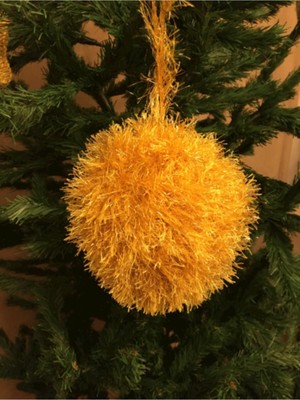 Empressco Parlak Altın Renkli 12CM Simli Yılbaşı Küresi, Süsleme Için Şık ve Zarif Seçenek