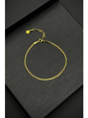 Frnch 925 Ayar Gümüş Italyan Model Altın Renk Erkek Bileklik FRJ12213-3213-G