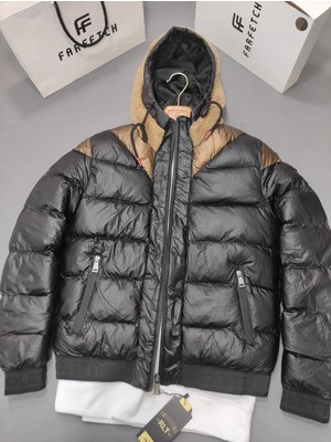 Roletti Erkek Kapşonlu Şişme Mont