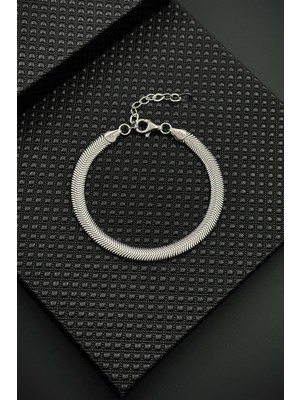 Frnch 925 Ayar Gümüş Italyan Model Gümüş Renk Erkek Bileklik FRJ12637-3637-A