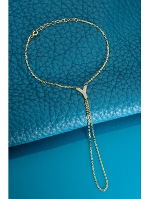 Innuendo 925 Ayar Gümüş Üzeri Altın Kaplama Y Harfli Şahmeran