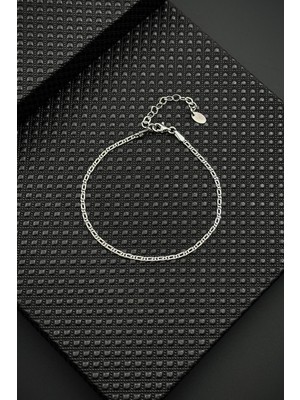 Frnch 925 Ayar Gümüş Italyan Model Gümüş Renk Erkek Bileklik FRJ12654-3654-A