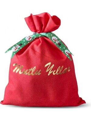 Empressco Neşeli Yılbaşı Yazılı Kırmızı Hediye Kesesi, Çok Renkli, Şık ve Eğlenceli Tasarım