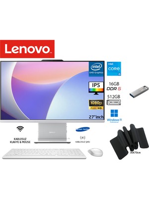 Lenovo ıdeacentre Aıo Intel Core I5 13420H 16GB 512GB SSD W11PRO 27" Fhd All In One Bilgisayar F0HM0045TR Duddı Mousepad+Usbbellek