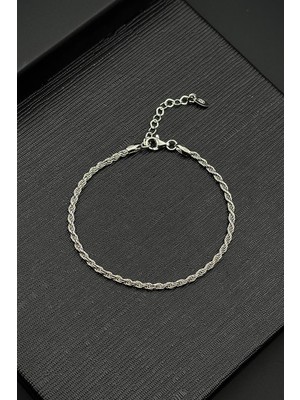 Frnch 925 Ayar Gümüş Italyan Model Gümüş Renk Erkek Bileklik FRJ12412-3412-A