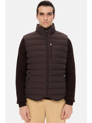 D'S Damat Ds Damat Regular Fit Kahverengi Düz Yelek Mont