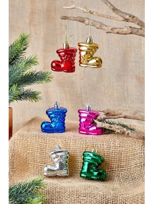 Empressco Yılbaşı Ağacı Süsü Bot Figürlü Asmalı Set, Renkli, 6'lı, 6 cm