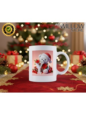 Willow Store Noel Ayıcık Temalı Y Harfi Porselen Kupa Bardak,hediyelik,yılbaşı,isim Temalı,merry Christmas