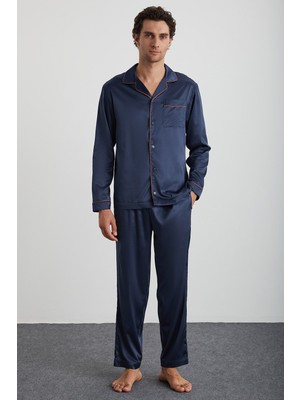 Kom Edmond Saten 6 Düğme Erkek Pijama ve Robdeşambır Takımı