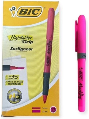 Fosforlu Kalem- Marking Highlighter Grip Pembe 12'li Kutu