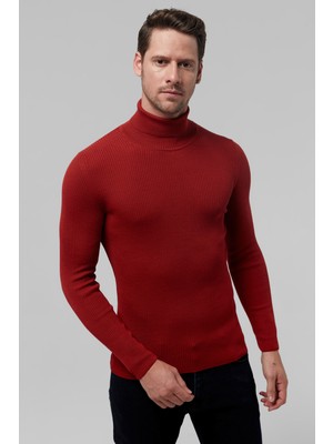 Twn Slim Fit Kiremit Rib Örgü Kazak 5EC0606317641