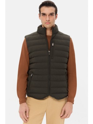 D'S Damat Ds Damat Regular Fit Haki Düz Yelek Mont 5HCY71221204M