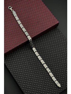 Frnch 925 Ayar Gümüş Italyan Model Gümüş Renk Erkek Bileklik FRJ12670-3670-A4