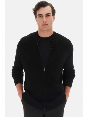 Twn Slim Fit Siyah Düz Hirka