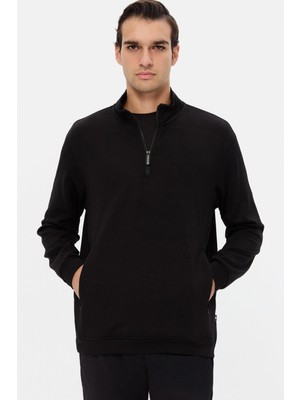 D'S Damat Ds Damat Regular Fit Siyah Düz Sweatshirt 5HCE26172202M