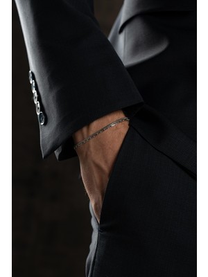 Frnch 925 Ayar Gümüş Italyan Model Gümüş Renk Erkek Bileklik Set FRJ12396-3396-A