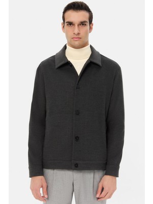 Twn Relaxed Fit Gri Melanj Örme Gömlek Ceket 5EC07PL06345M