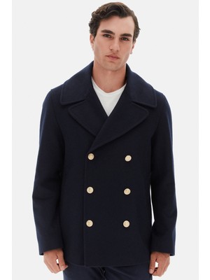 D'S Damat Ds Damat Slim Fit Lacivert Diyogonal Palto 5HF08IR18107M