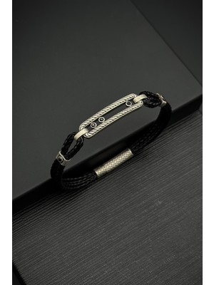 Frnch 925 Ayar Gümüş Zirkon Taşlı Italyan Model Gümüş Renk Erkek Bileklik FRJ12555-3555-A