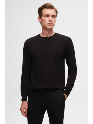 Twn Slim Fit Siyah Düz Örgü Kazak 5EC062256783M