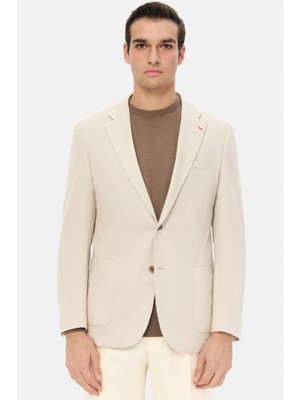 D'S Damat Ds Damat Slim Fit Vizon Balıksırtı Kumaş Ceket 5HC04BB06494M