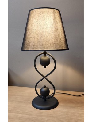 Taşcan Aydınlatma Delhi Siyah Ayaklı Abajur Masa Lambası Siyah Şapka Salon Yatak Odası Abajur