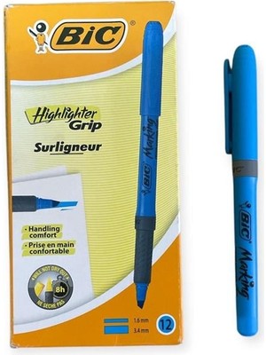 Fosforlu Kalem- Marking Highlighter Grip Mavi 12'li Kutu