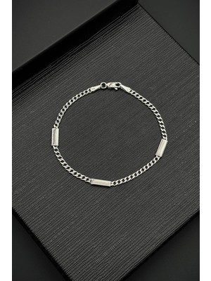 Frnch 925 Ayar Gümüş Italyan Model Gümüş Renk Erkek Bileklik FRJ12455-3455-A
