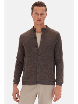 D'S Damat Ds Damat Regular Fit Kahverengi Düz Örgü Hirka 5HC0601960353