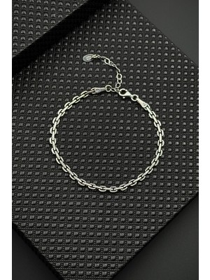 Frnch 925 Ayar Gümüş Italyan Model Gümüş Renk Erkek Bileklik FRJ12633-3633-A