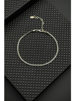 Frnch 925 Ayar Gümüş Italyan Model Gümüş Renk Erkek Bileklik FRJ12619-3619-A