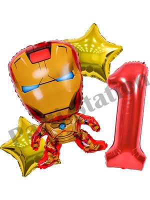 Parti Station Iron Man Doğum Günü Balon Seti – Demir Adam Rakam Balonlu Parti Dekoru