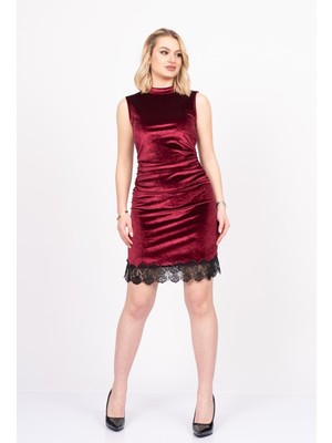 MissVina Velvet Lace Elegance – Premium Kadife Güpür Dress 50349