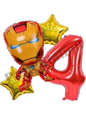 Parti Station Iron Man Doğum Günü Balon Seti – Demir Adam Rakam Balonlu Parti Dekoru