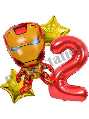 Parti Station Iron Man Doğum Günü Balon Seti – Demir Adam Rakam Balonlu Parti Dekoru