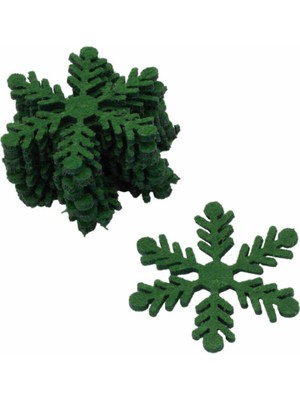 Empressco Yeşil Keçe Figür Kar Tanesi 10'lu, Sevimli ve Şık Dekoratif Set