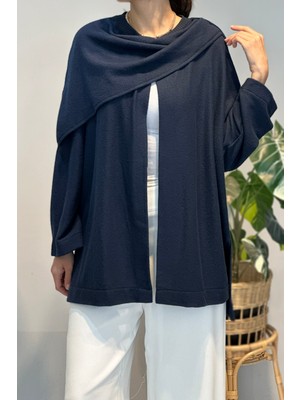 Lale Butik Şal Kapama Detaylı Hırka 3153 Lacivert