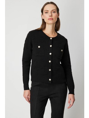 On Triko Kabartmalı Sıfır Yaka Hırka 6693-26K