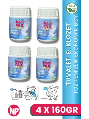 Nanopax Tuvalet & Klozet Temizlik Tozu Ekonomik Bebek Boy 4 x 160GR