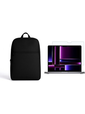 Ennar Huawei Matebook 16S 2023 16" Uyumlu Siyah Notebook Laptop Sırt Çantası ve Ekran Koruyucu