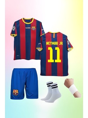 Andream Barcelon'a Neymar Retro Futbol Çocuk Forması 4'lü Set Çorap+Bileklik Hediyeli
