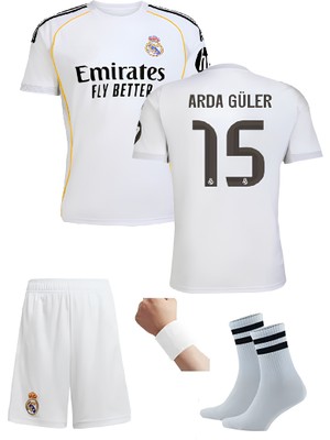 Andream Real Madri'd Arda G'uler 2026 Yeni Sezon Futbol Çocuk Forması 4'lüset Çorap +Bileklik Hediyeli